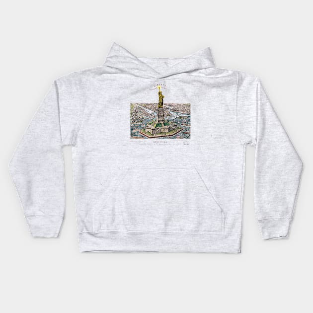 Vintage New York Illustration Kids Hoodie by thecolddots